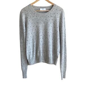 Allude Virgin Wool cashmere open knit split back sweater Grey S